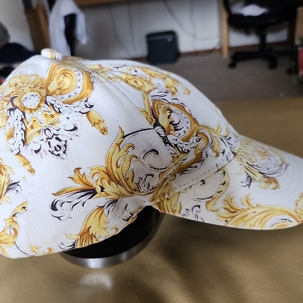 Versace White and Gold Baroque Hat